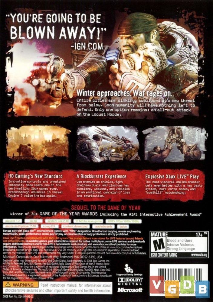 Game Gears of War 2 Xbox 360 (Tiro) C3U-00002 - Microsoft - GAMES