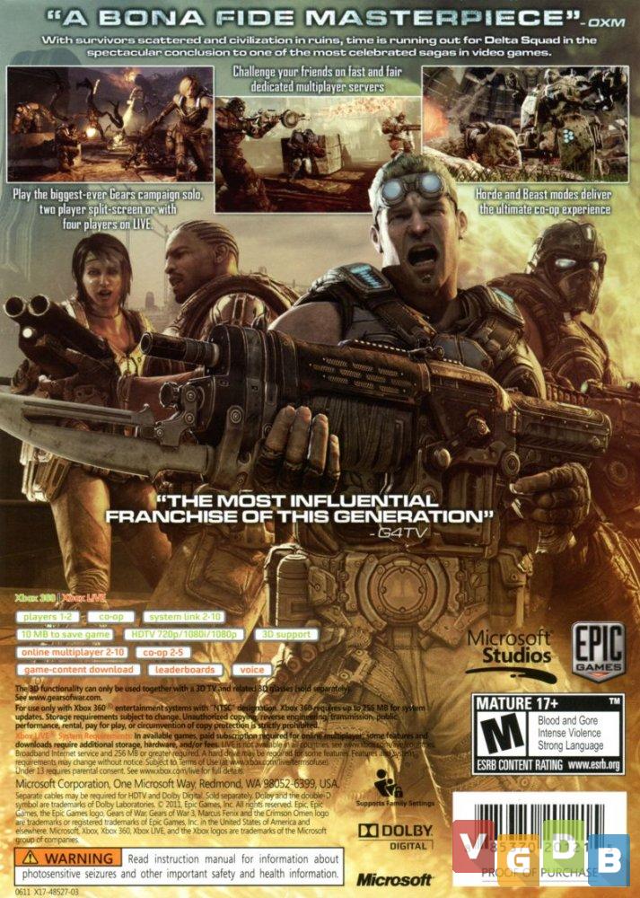 Game Gears of War 3 Xbox 360 Tiro - Microsoft - GAMES E CONSOLES