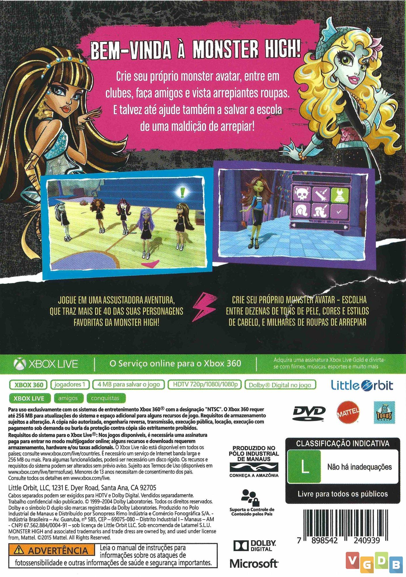 jogo monster high o novo fantasma da escola xbox 360