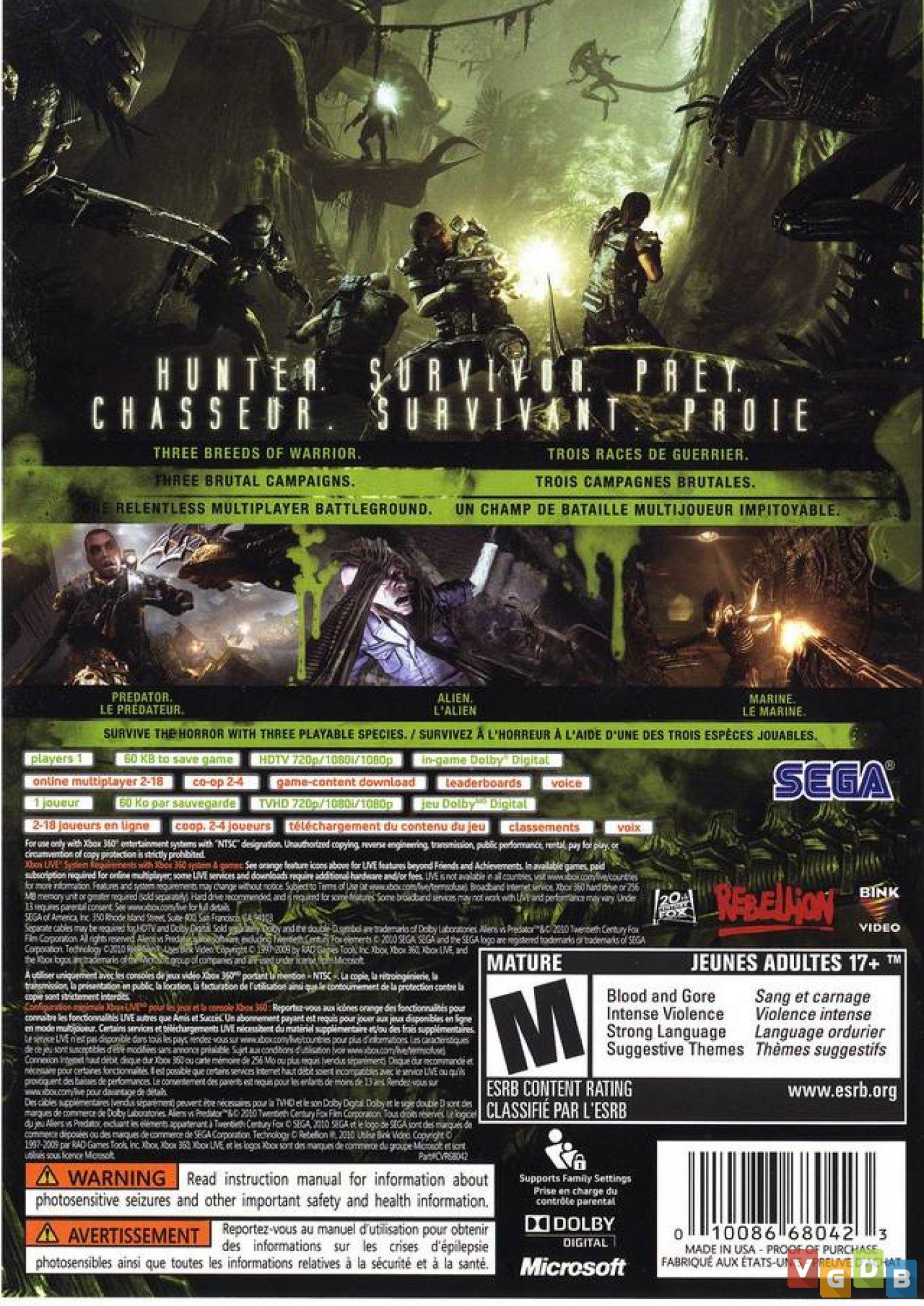 Aliens Vs Predator Original Mídia Física Xbox 360