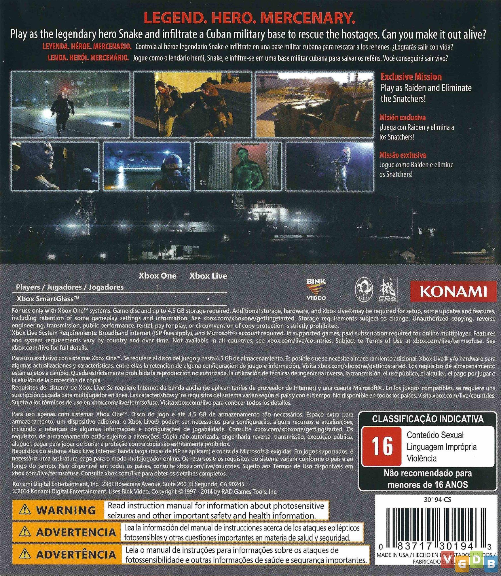 Jogo Metal Gear Solid V: Ground Zeroes - Xbox 360 - Loja de Games