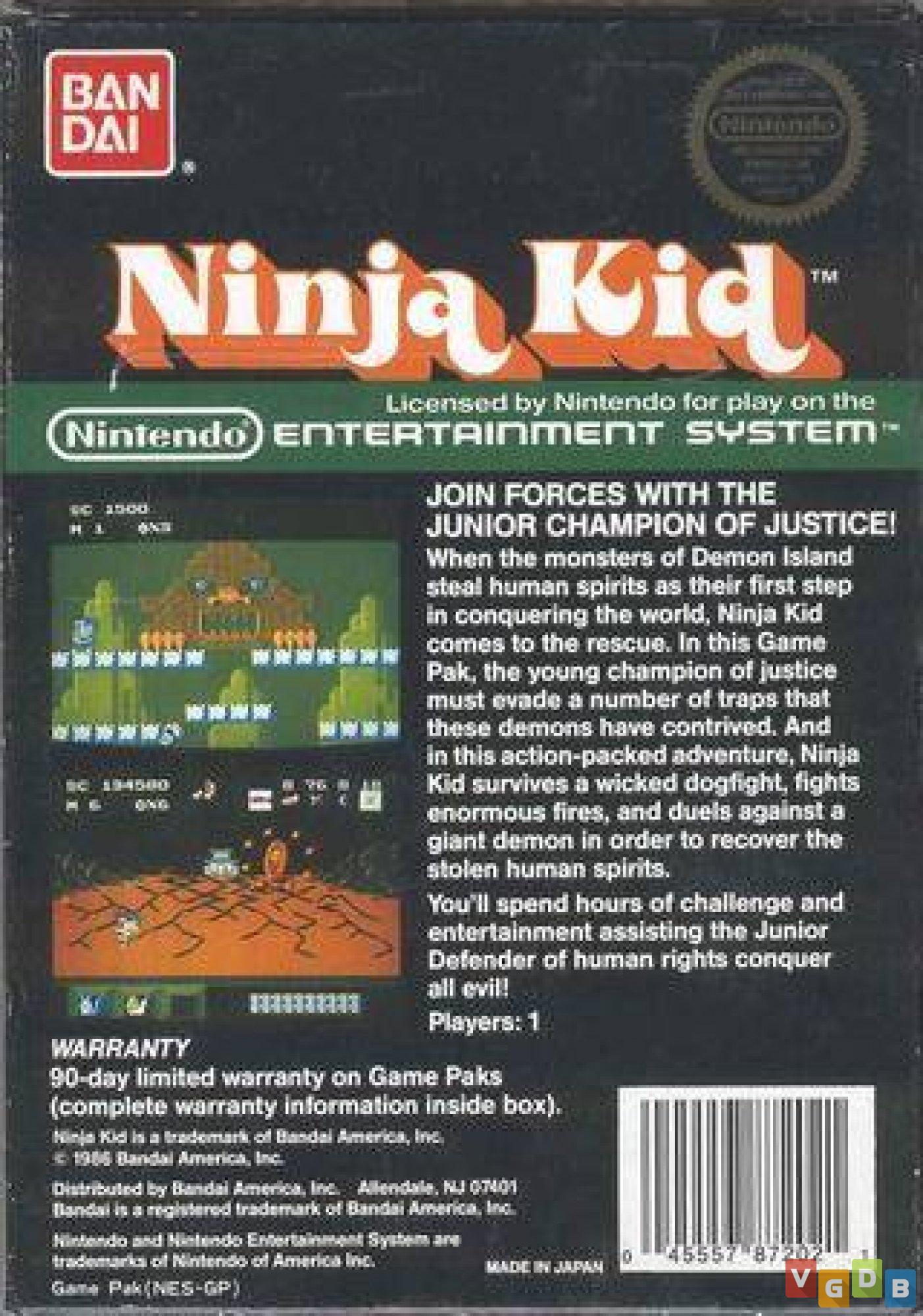 Ninja Kid VGDB Video Game Data Base