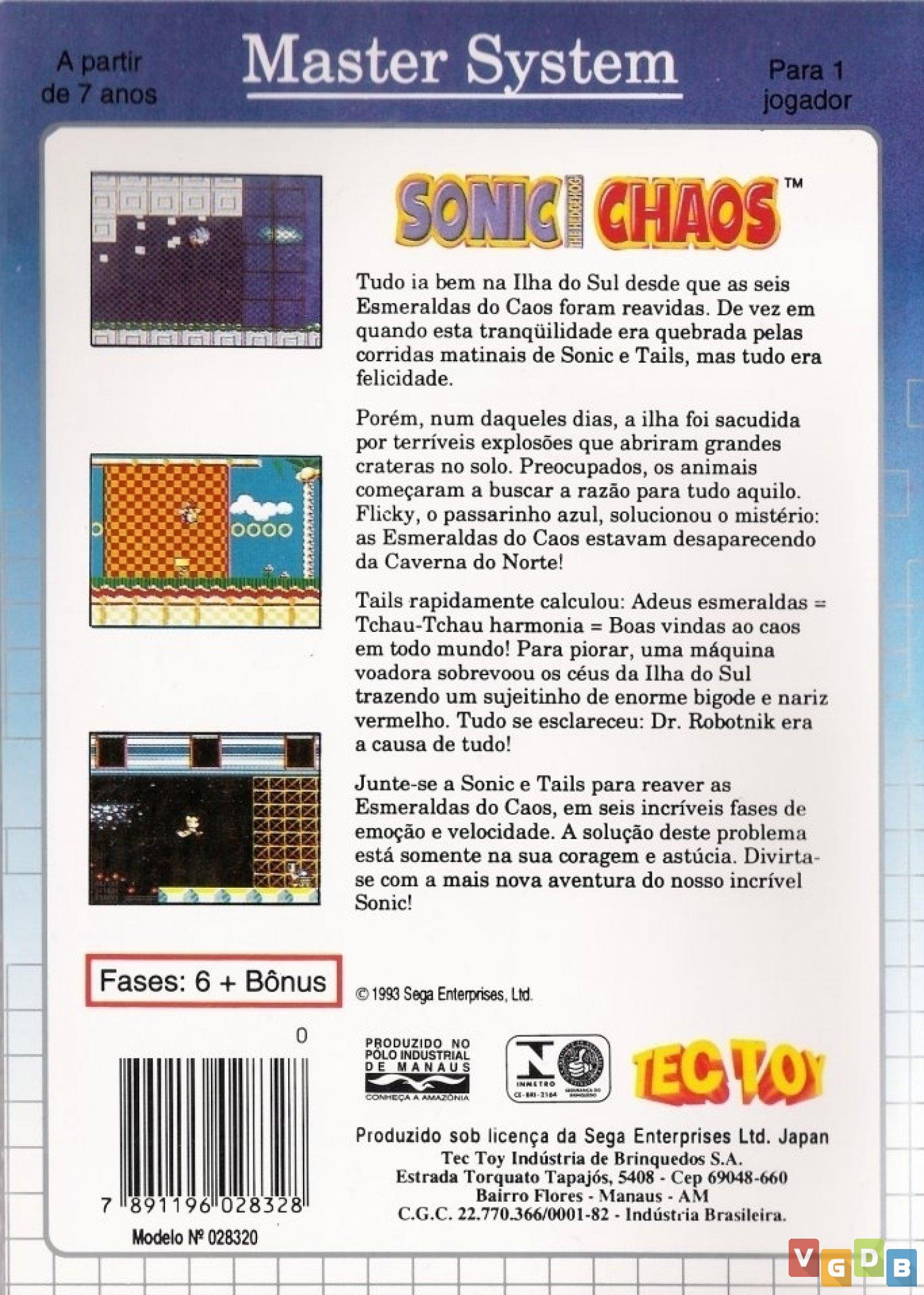 Jogo Sonic the Hedgehog Chaos - Master System - MeuGameUsado