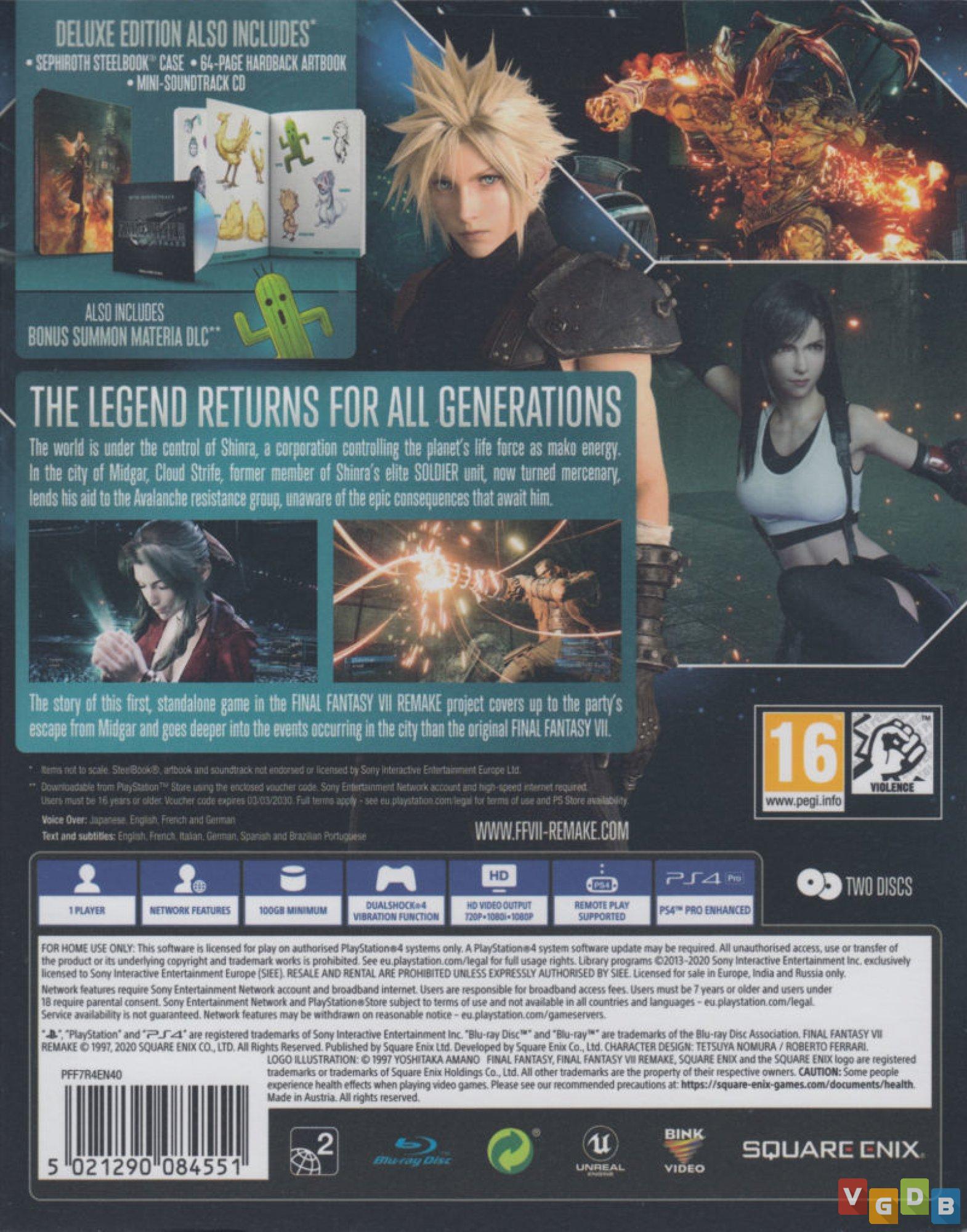 Jogo Final Fantasy Vii Remake (Steelbook Edition) - Ps4