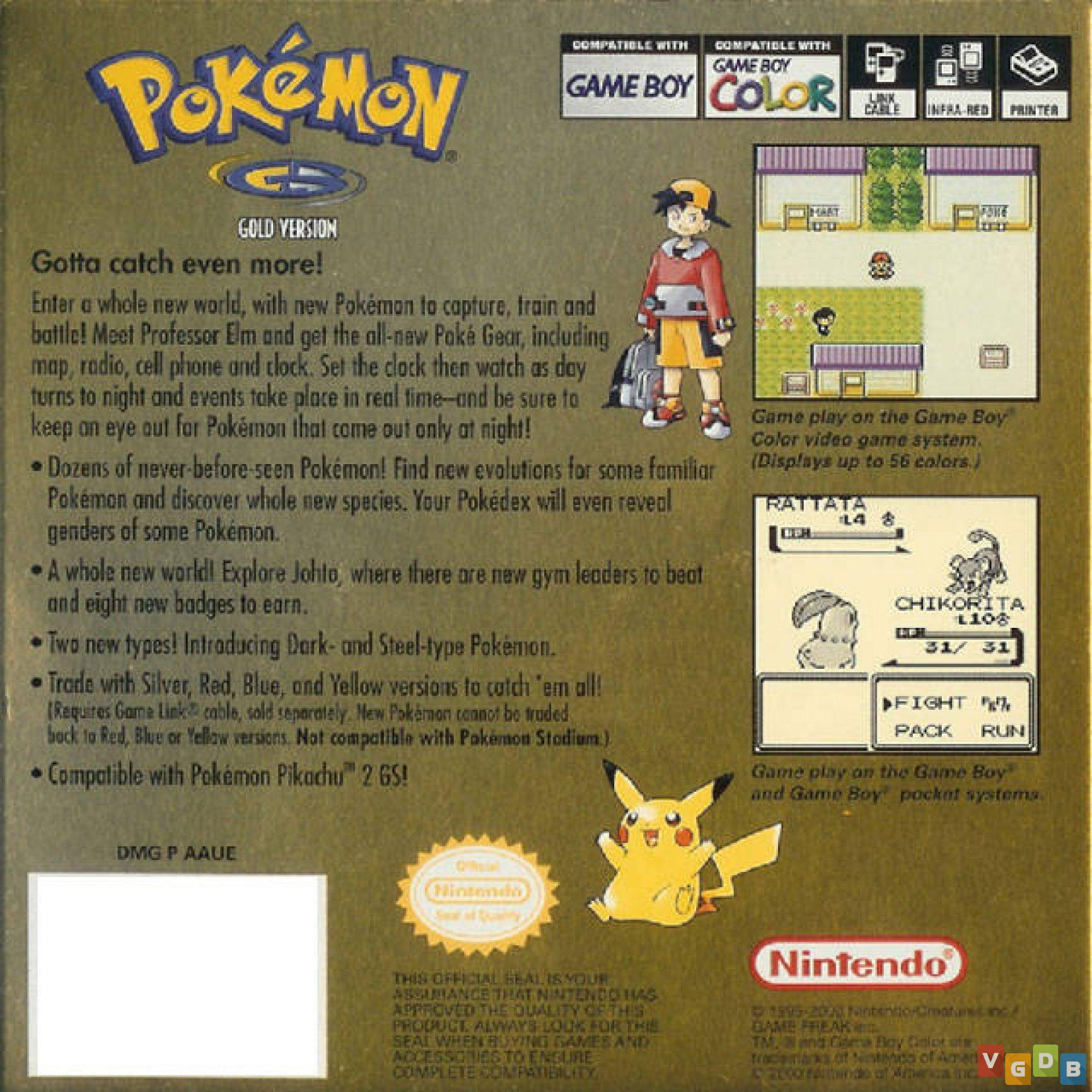 Pokémon Gold Version, Game Boy Color, Games