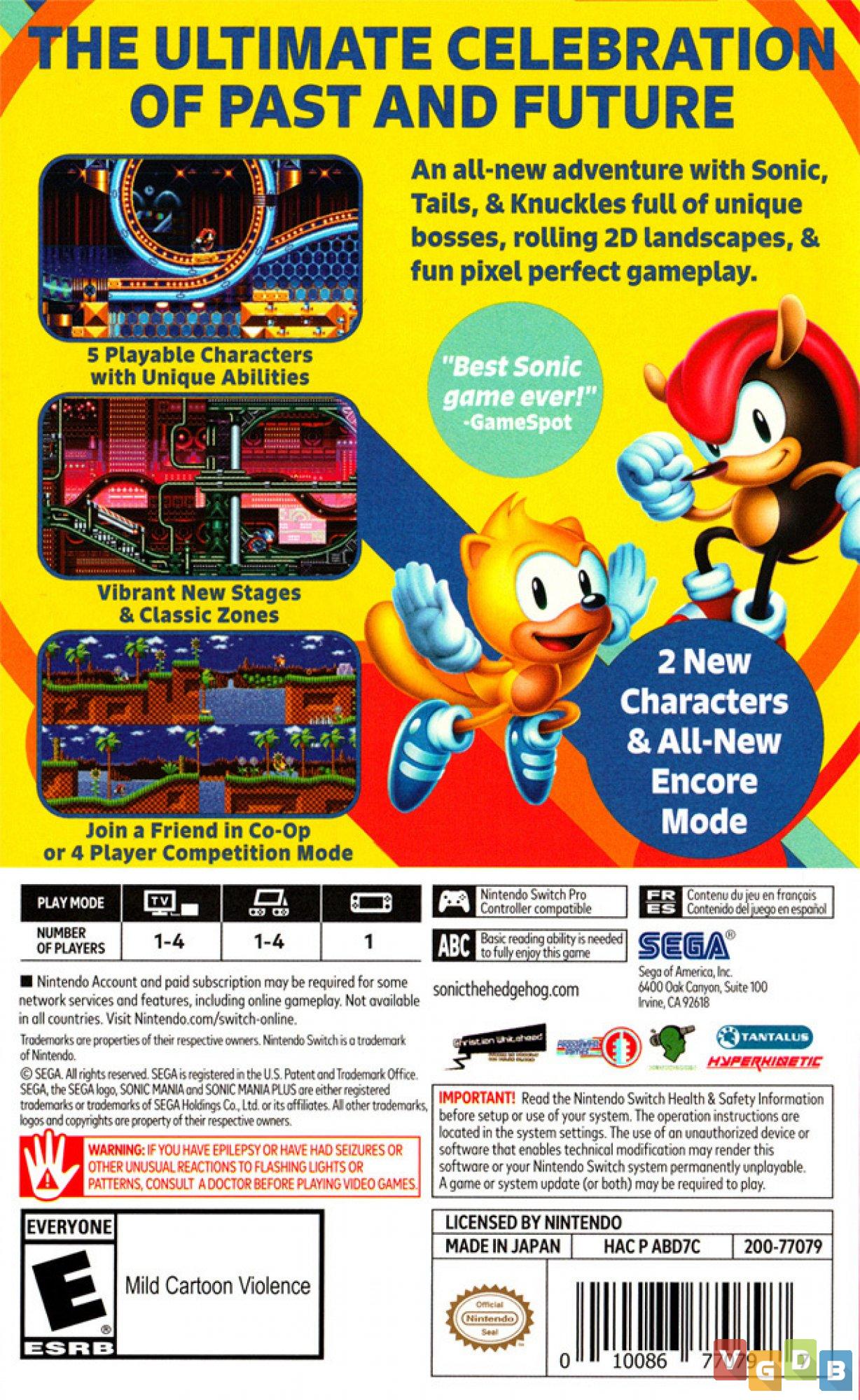 Sonic Mania Plus, Sega, Nintendo Switch, 010086770797 