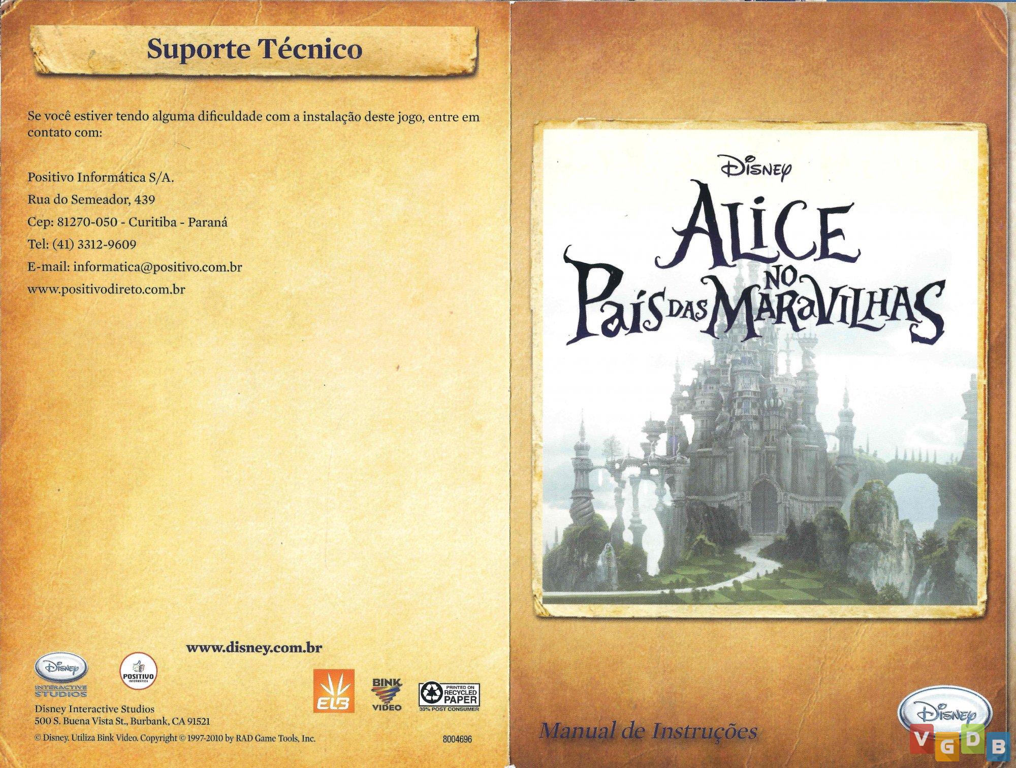 Alice no Pais das Maravilhas - VGDB - Vídeo Game Data Base