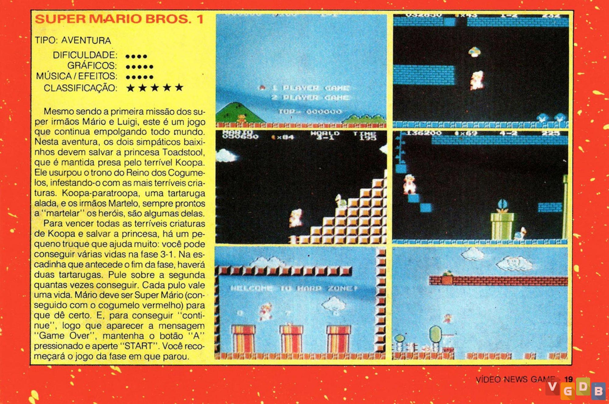 Super Mario Bros., clássico jogo de aventura b) Jogos de Ação