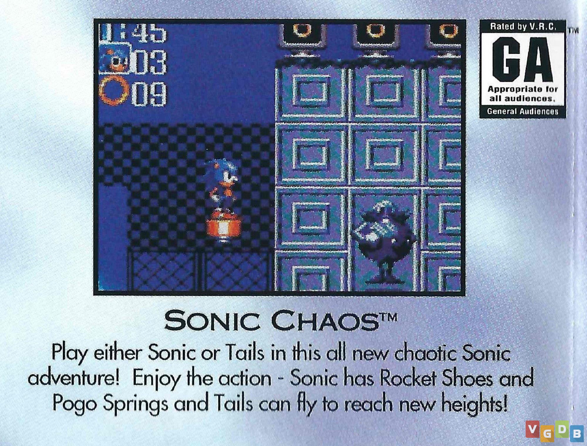 Sonic Chaos (Sonic & Tails) - SEGA Master System / Game Gear - VGDB 