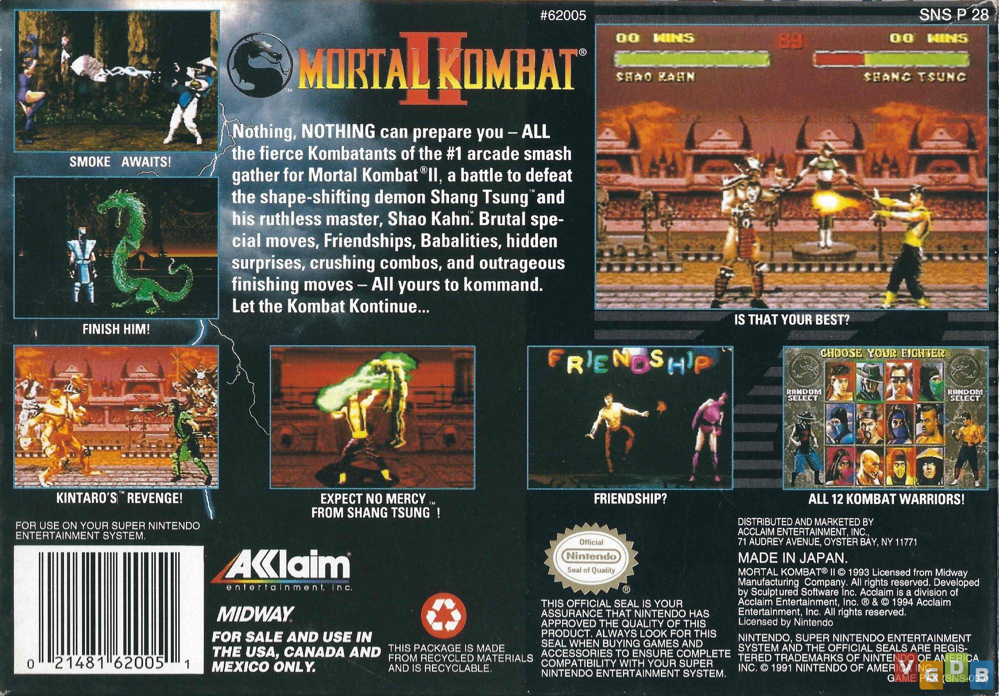 Play Mortal Kombat 2 Online – Super Nintendo(SNES) –