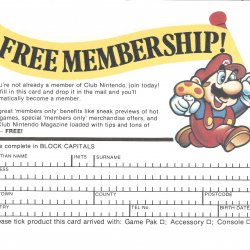 Cartão-resposta Club Nintendo EUR